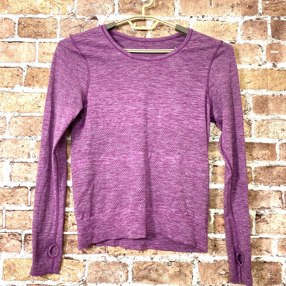 Lululemon Long Sleeve Shirt Tech Mesh Heathered Red Thumb Holes Size Medium? - Picture 1 of 7